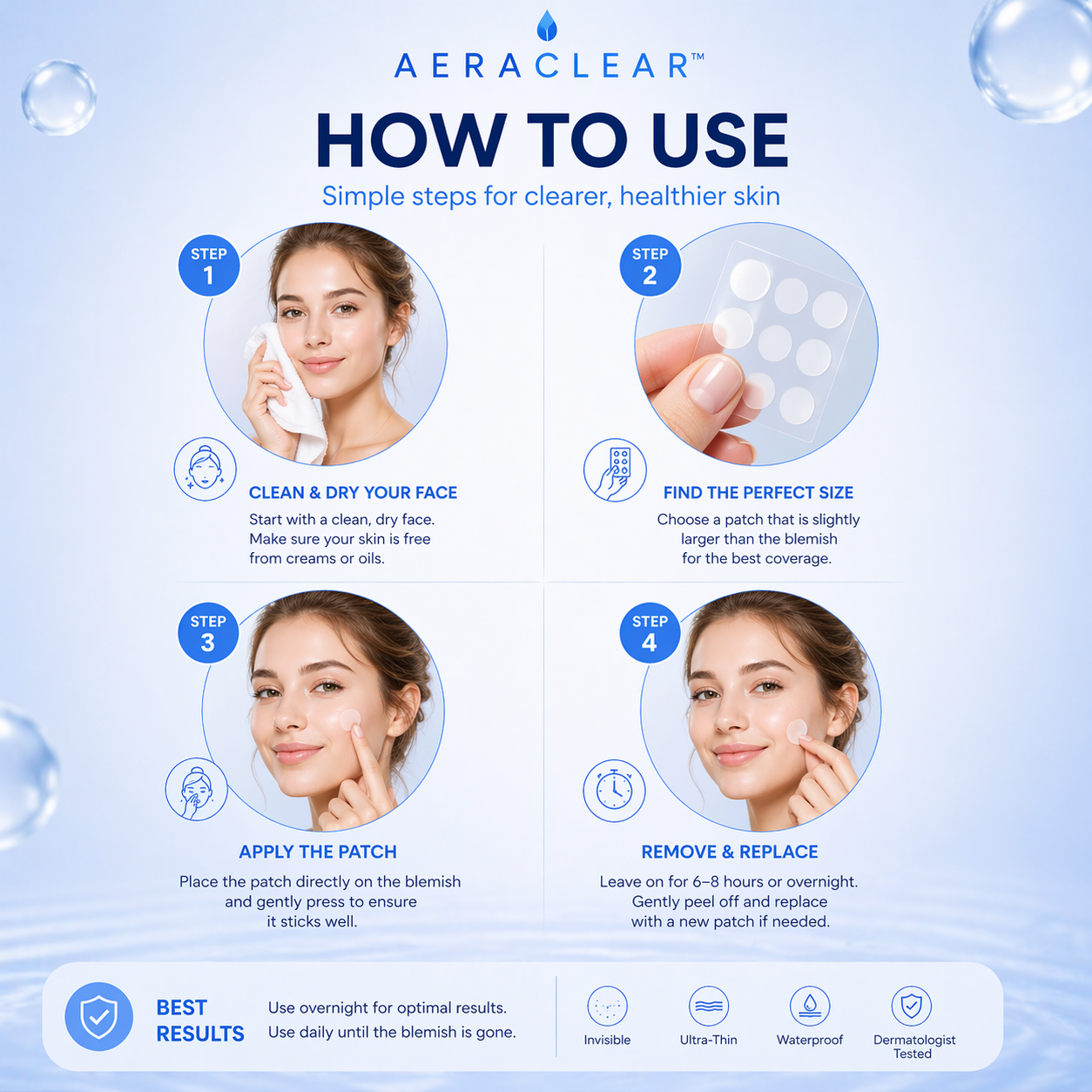 AeraClear Hydrocolloid Pimple Patches